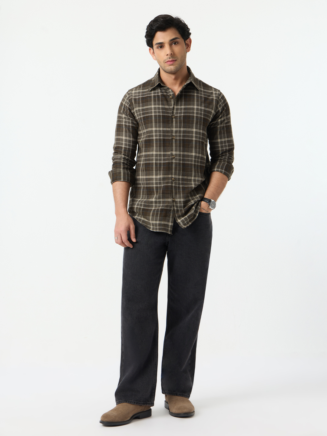 Men Multi-Color Checked Slim Fit Casual Shirt