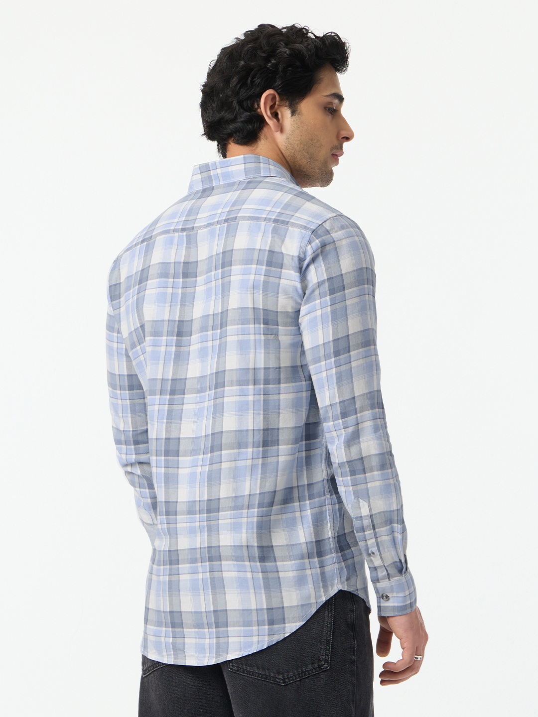 Men Multi Checked Spread Collar Shirt