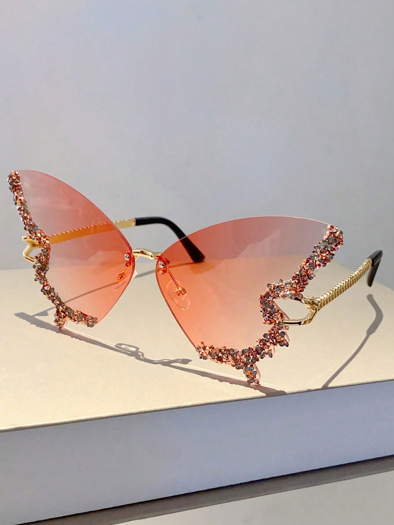 Pack of 2 - Multi-Color Butterfly Rhinestone Sunglasses