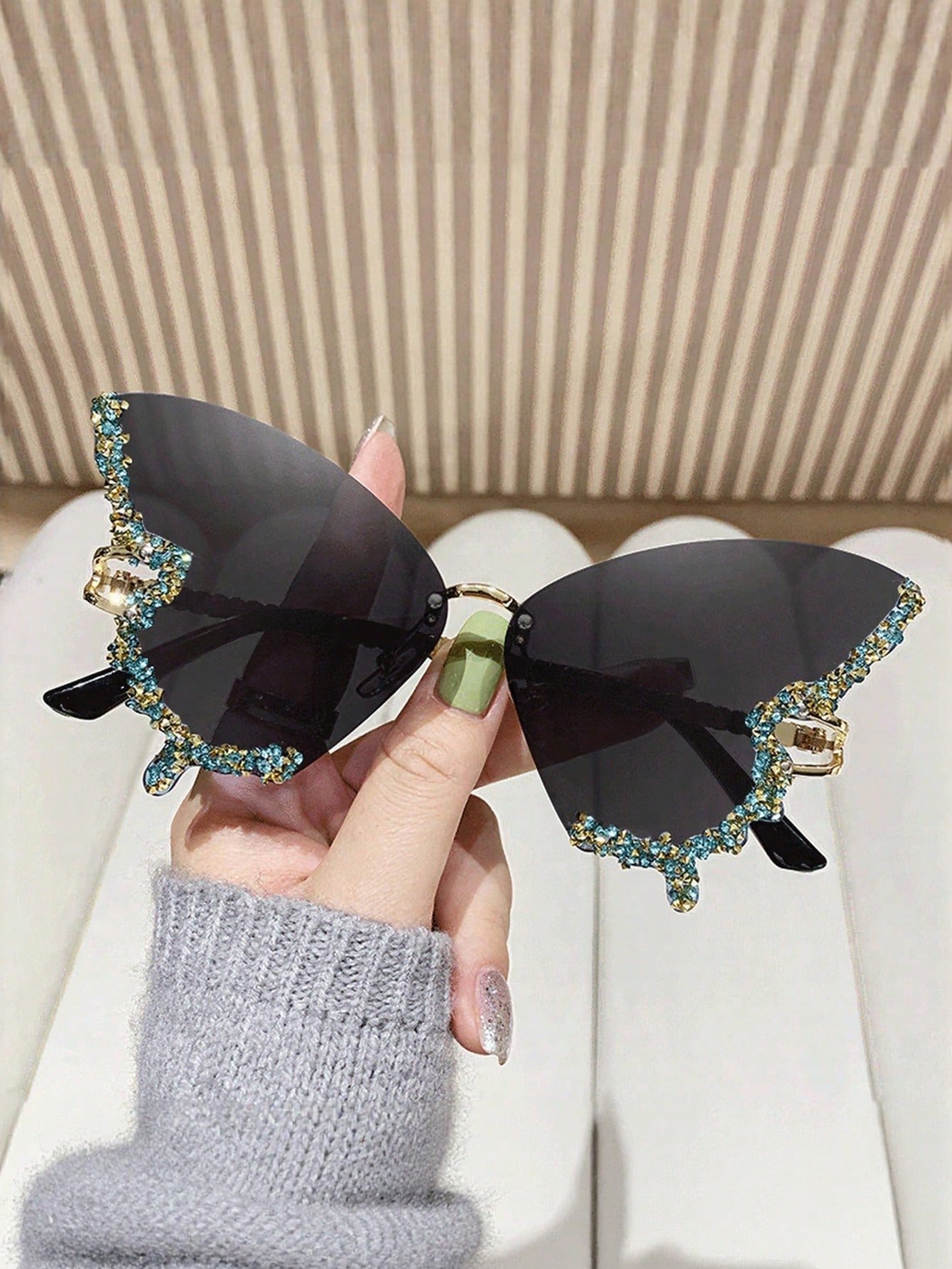 Pack of 2 - Multi-Color Butterfly Rhinestone Sunglasses