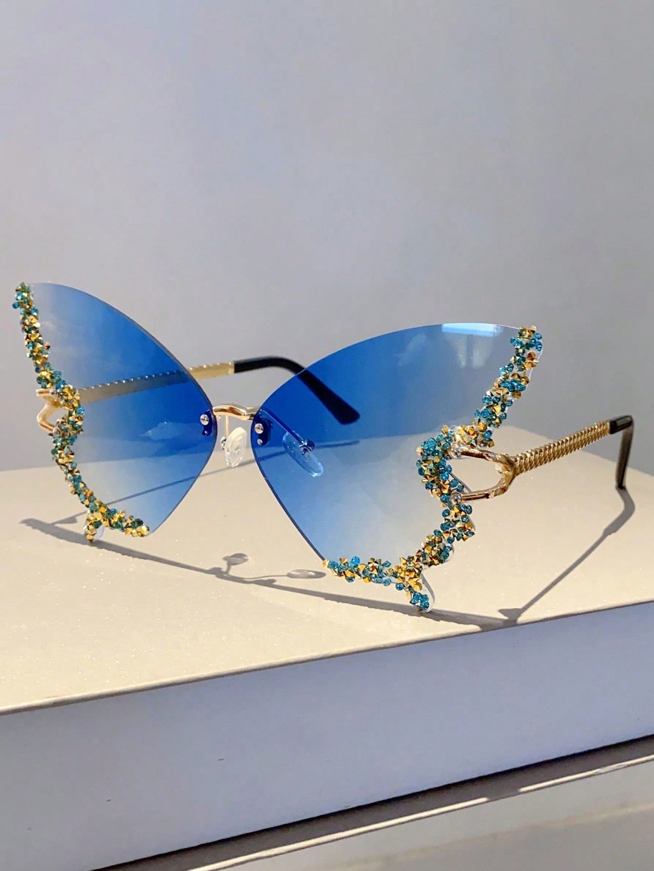Pack of 2 - Multi-Color Butterfly Rhinestone Sunglasses