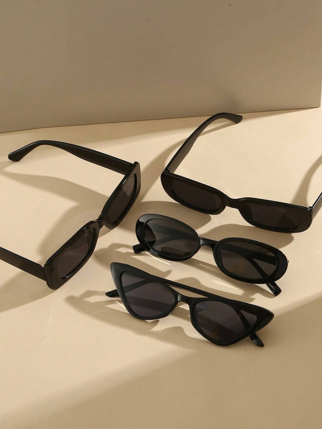 Pack of 4 - Black Geometric Sunglasses