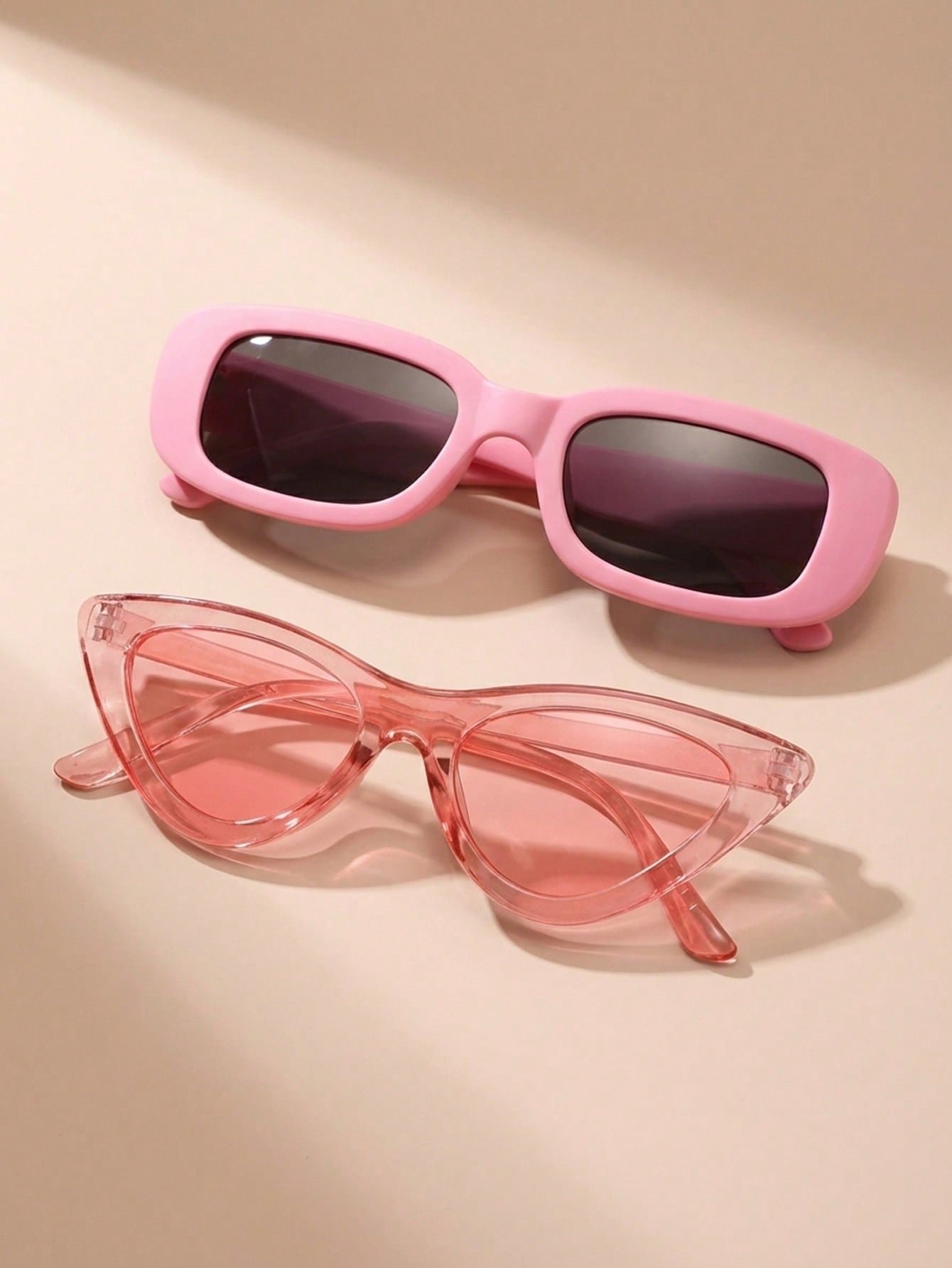 Pack of 2 - Pink Geometric and Cat Eye Sunglasses