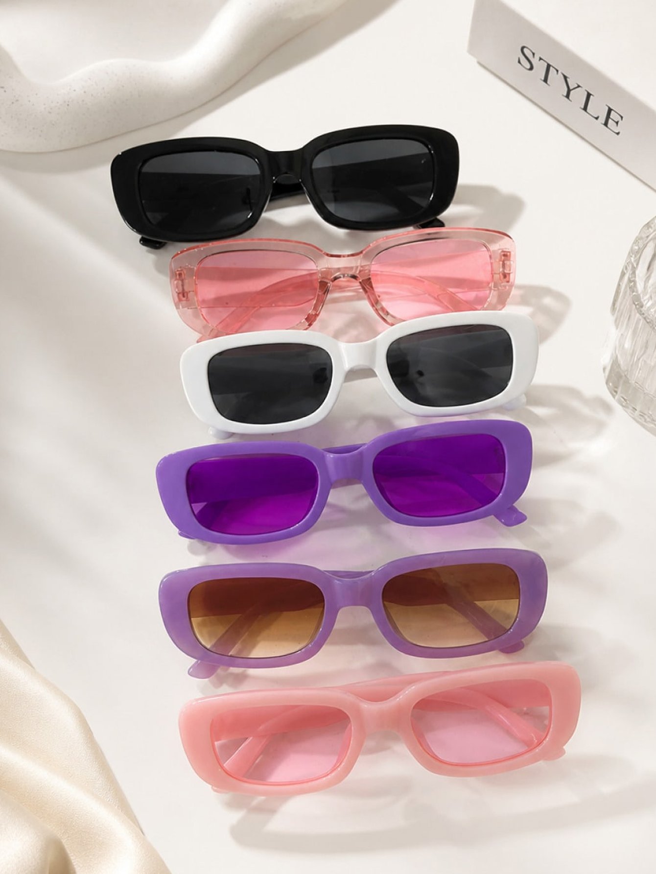 Pack of 6 - Multi-Color Rectangle Sunglasses