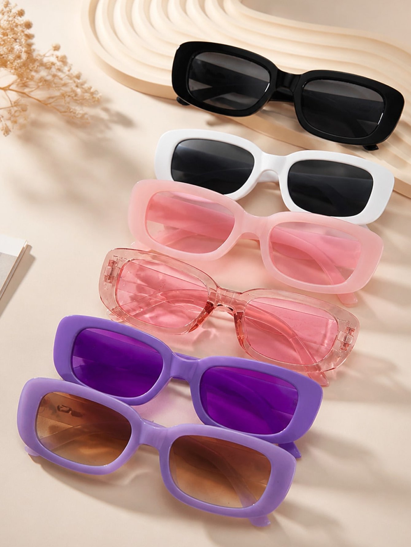 Pack of 6 - Multi-Color Rectangle Sunglasses