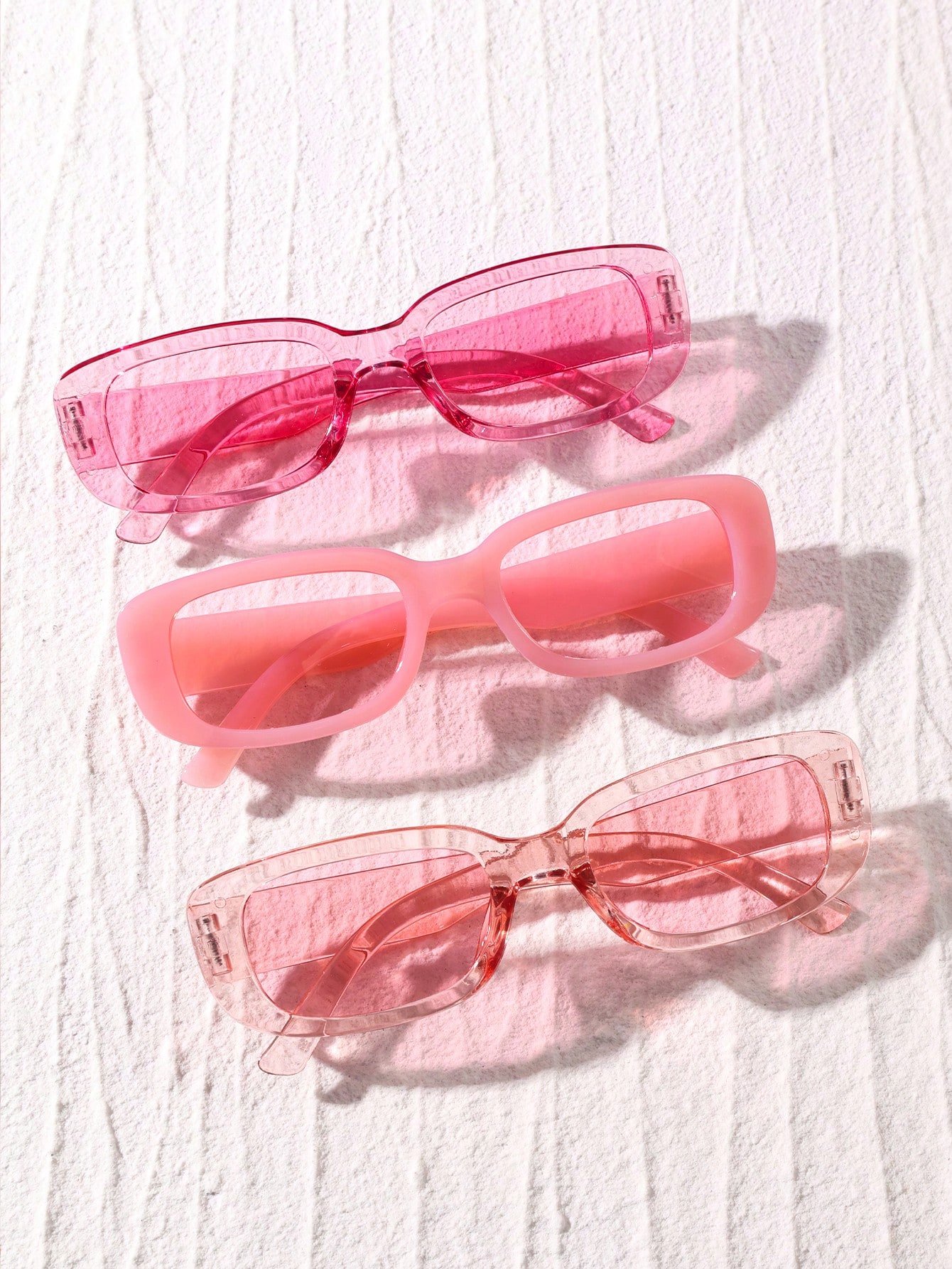 Pack of 3 - Light Pink Rectangle Sunglasses