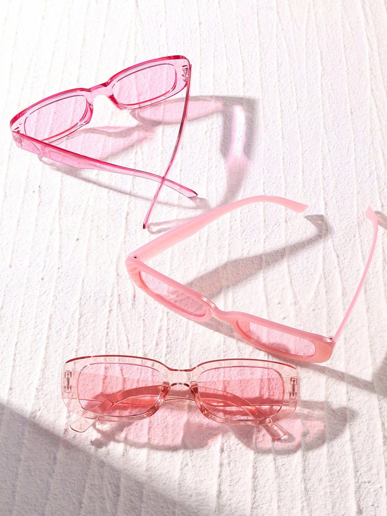 Pack of 3 - Light Pink Rectangle Sunglasses