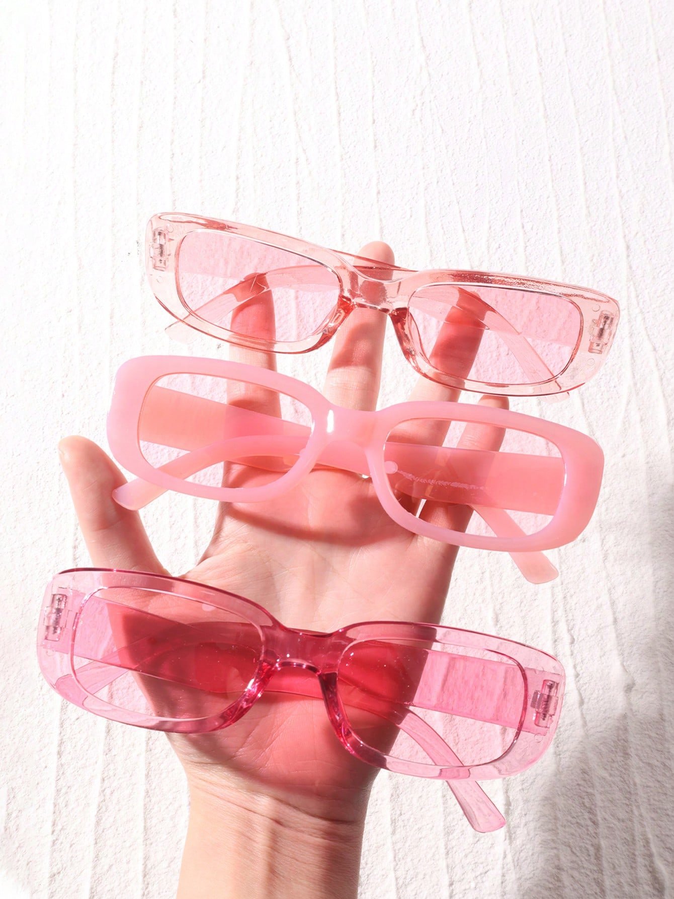 Pack of 3 - Light Pink Rectangle Sunglasses