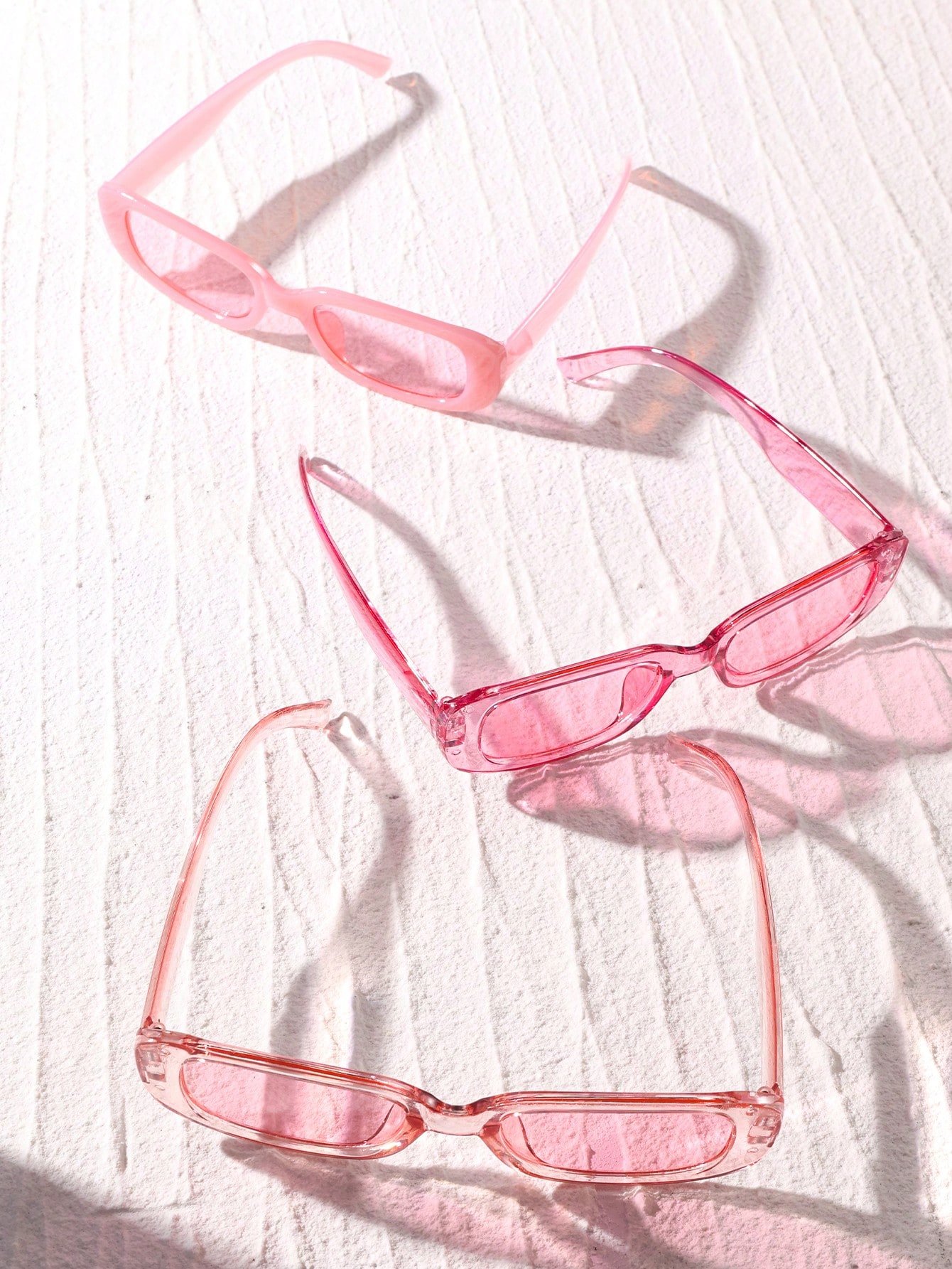 Pack of 3 - Light Pink Rectangle Sunglasses