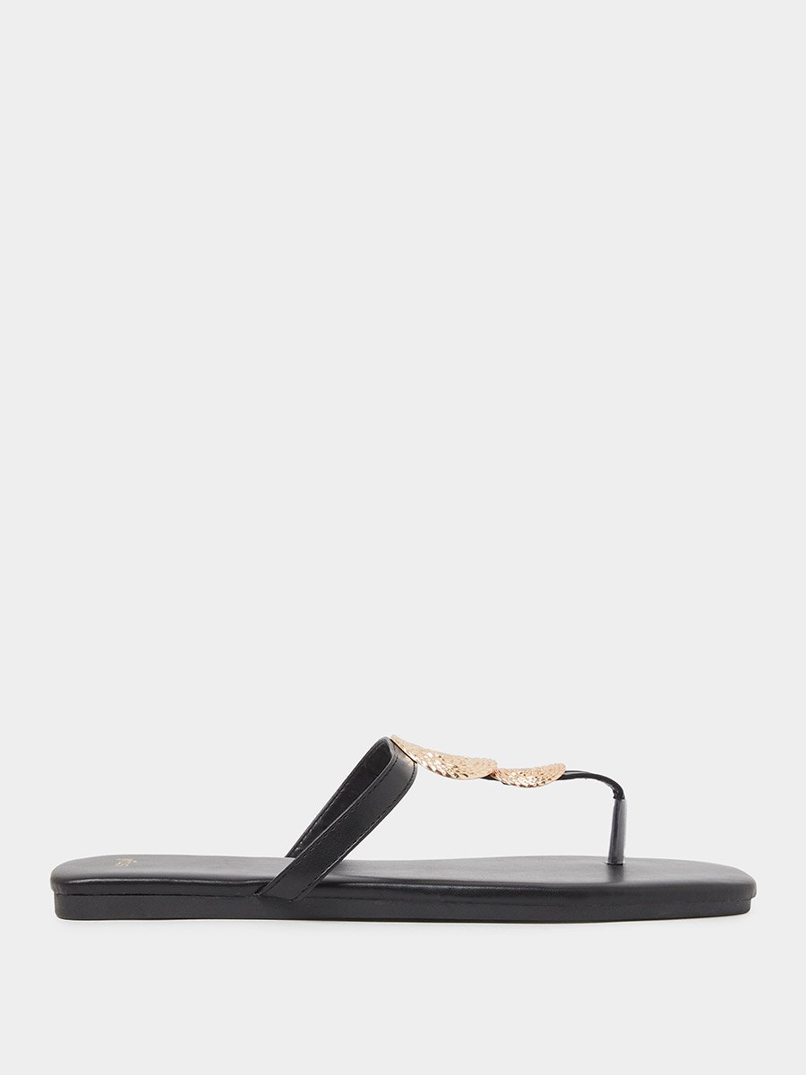 Metal Trim Thong Sandals