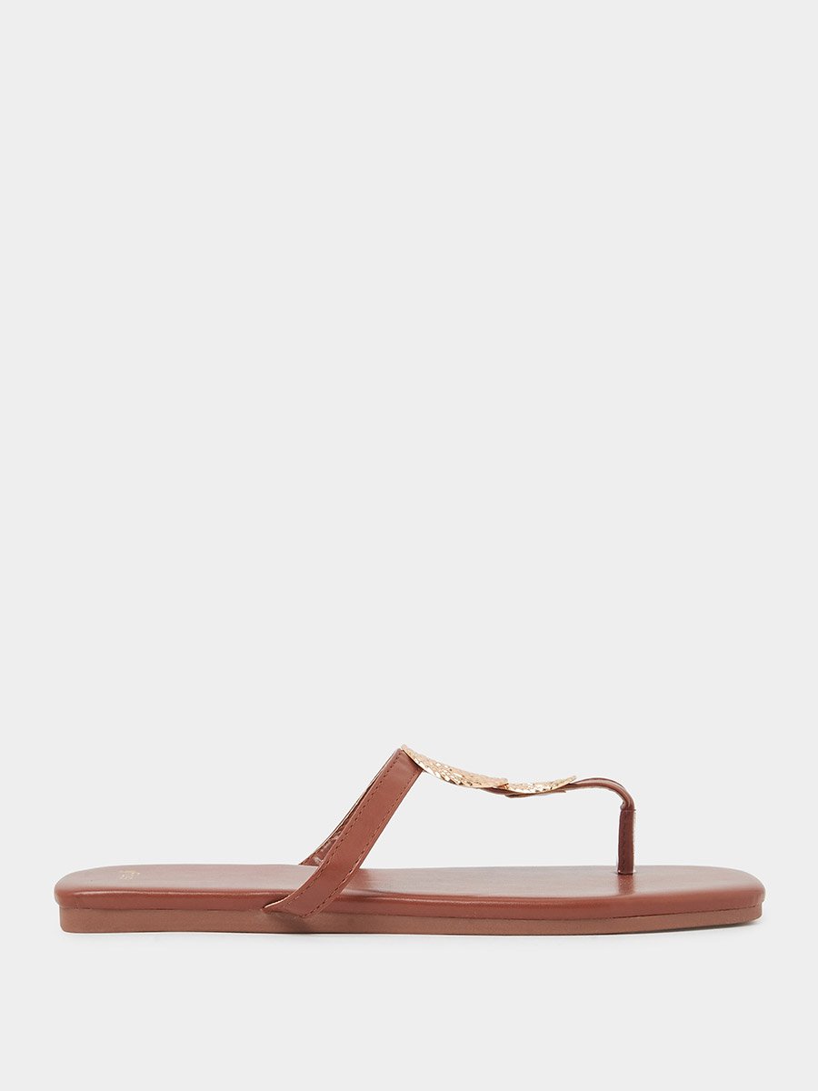 Metal Trim Thong Sandals