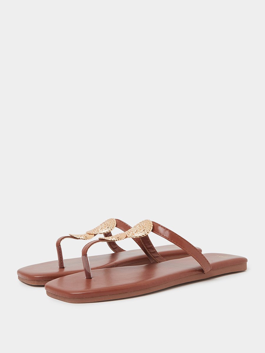 Metal Trim Thong Sandals