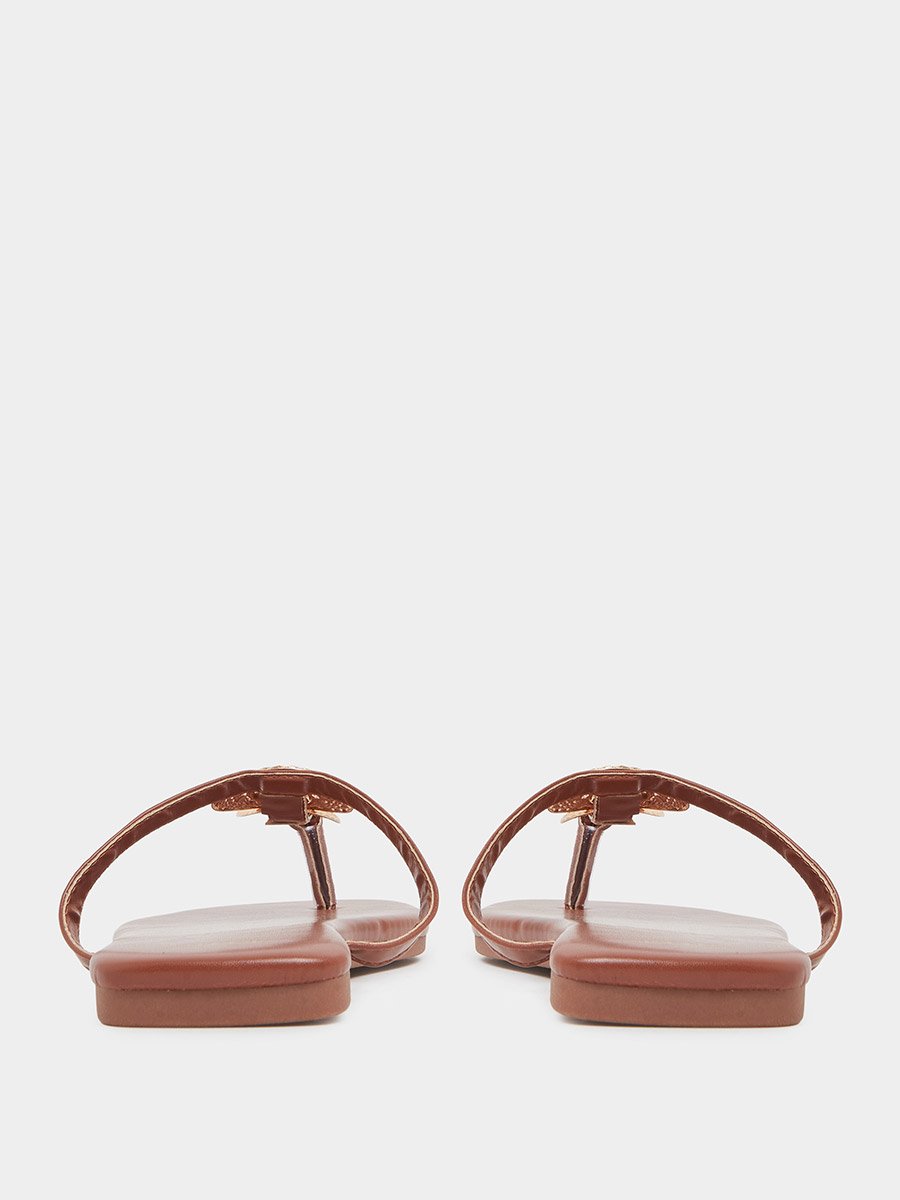 Metal Trim Thong Sandals