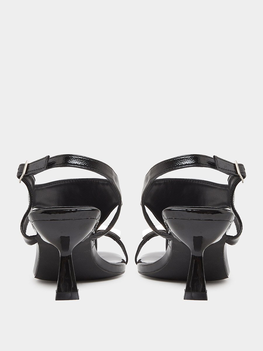Patent Mid Heel Toe Post Sandals