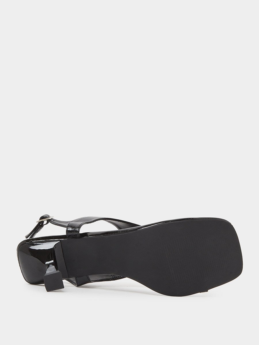 Patent Mid Heel Toe Post Sandals