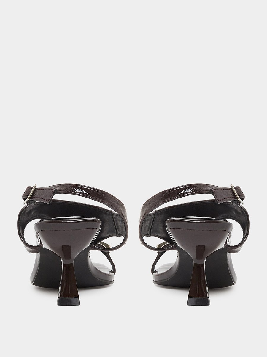 Patent Mid Heel Toe Post Sandals