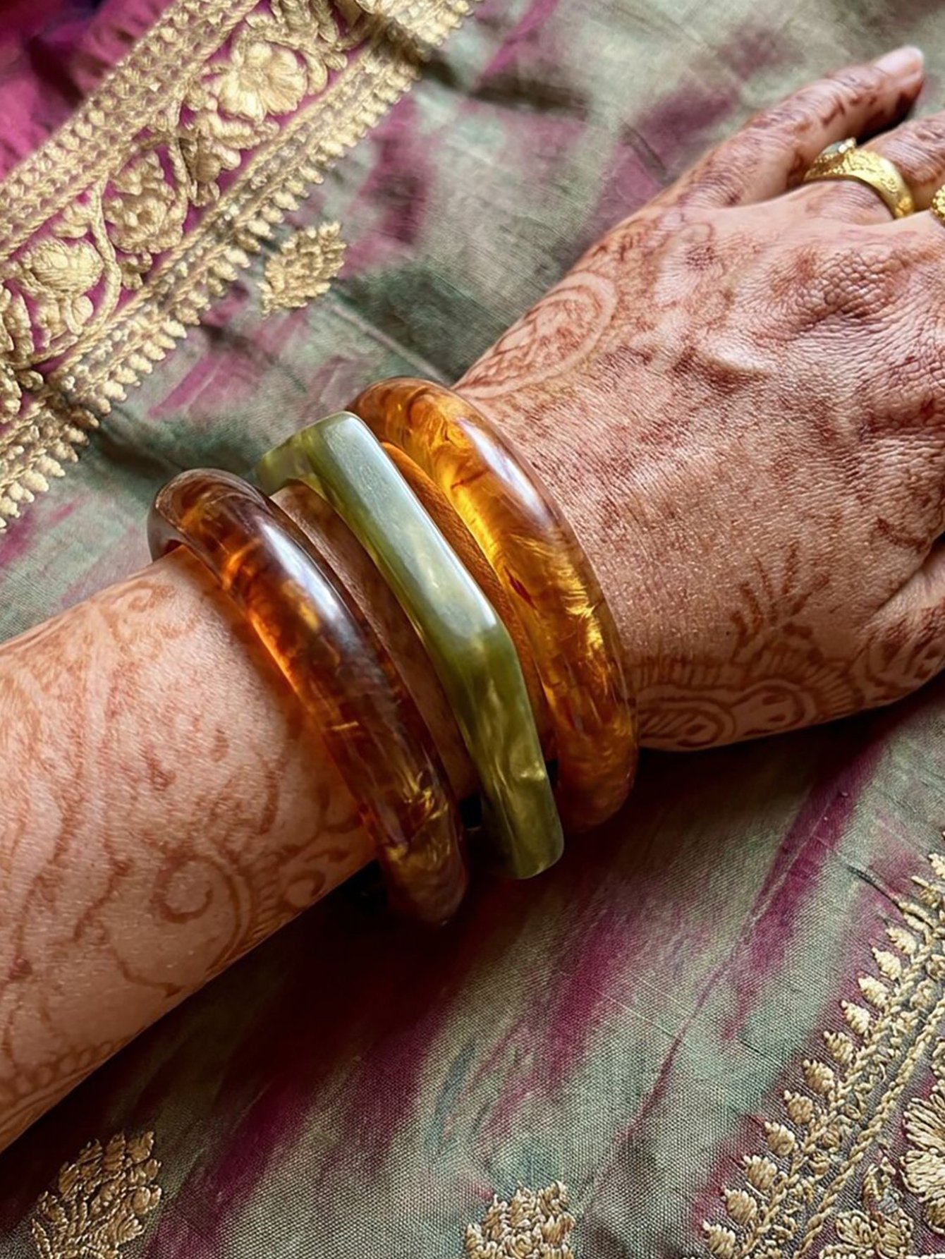 Multi-Color Resin Bangle Set - Casual Wear (Pack of 3).