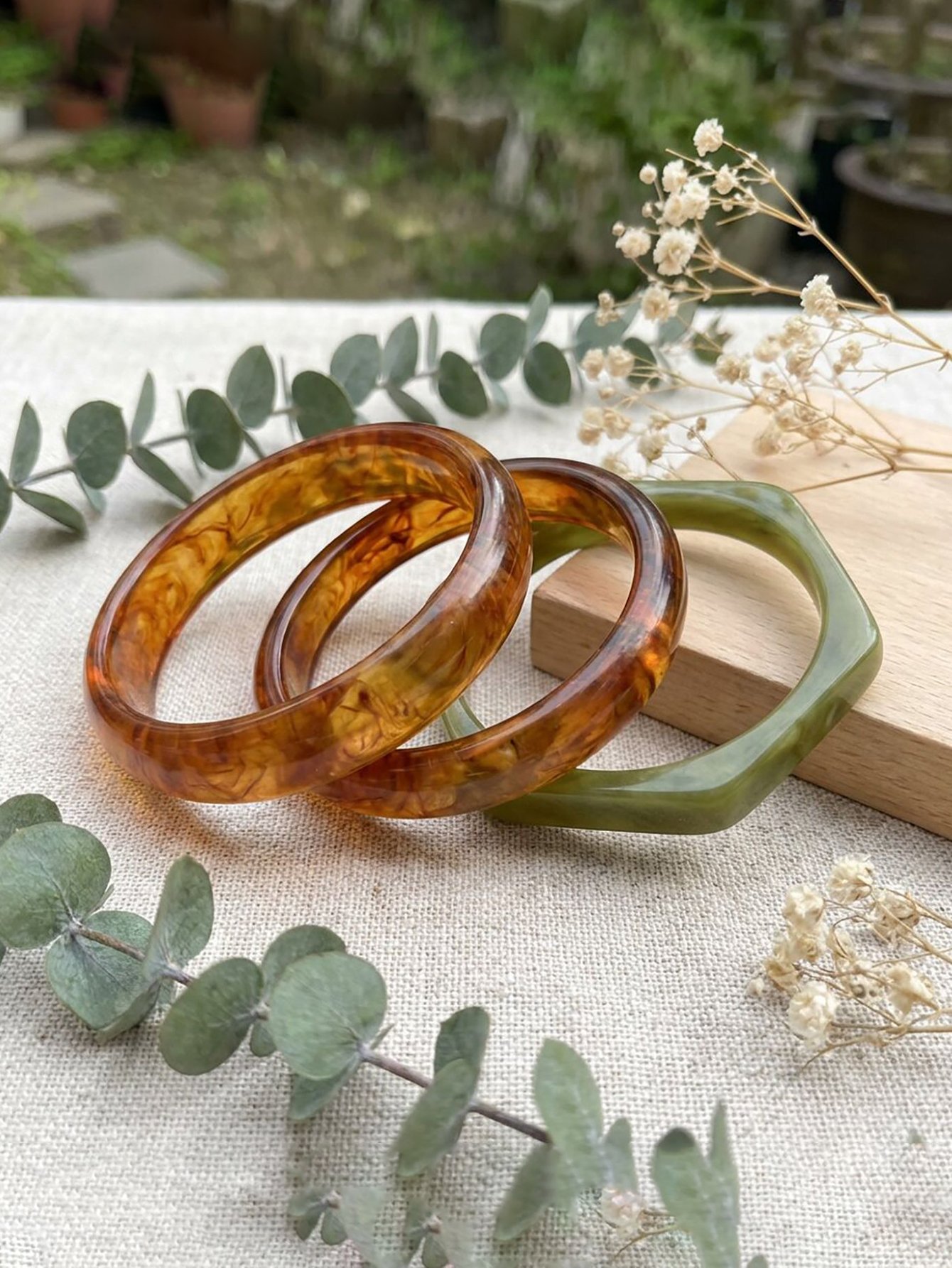Multi-Color Resin Bangle Set - Casual Wear (Pack of 3).
