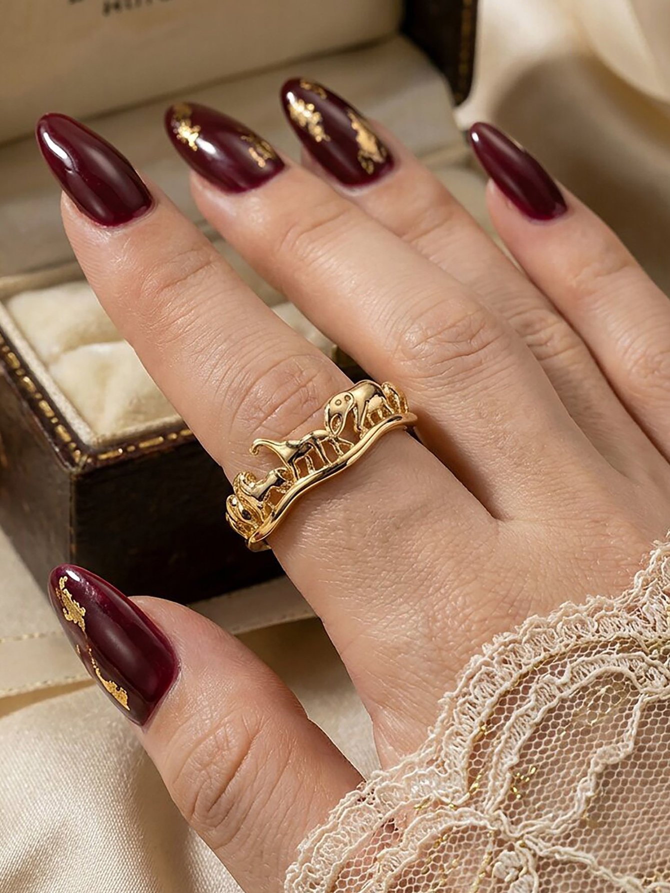 Golden Safari Animals Ring for Women.