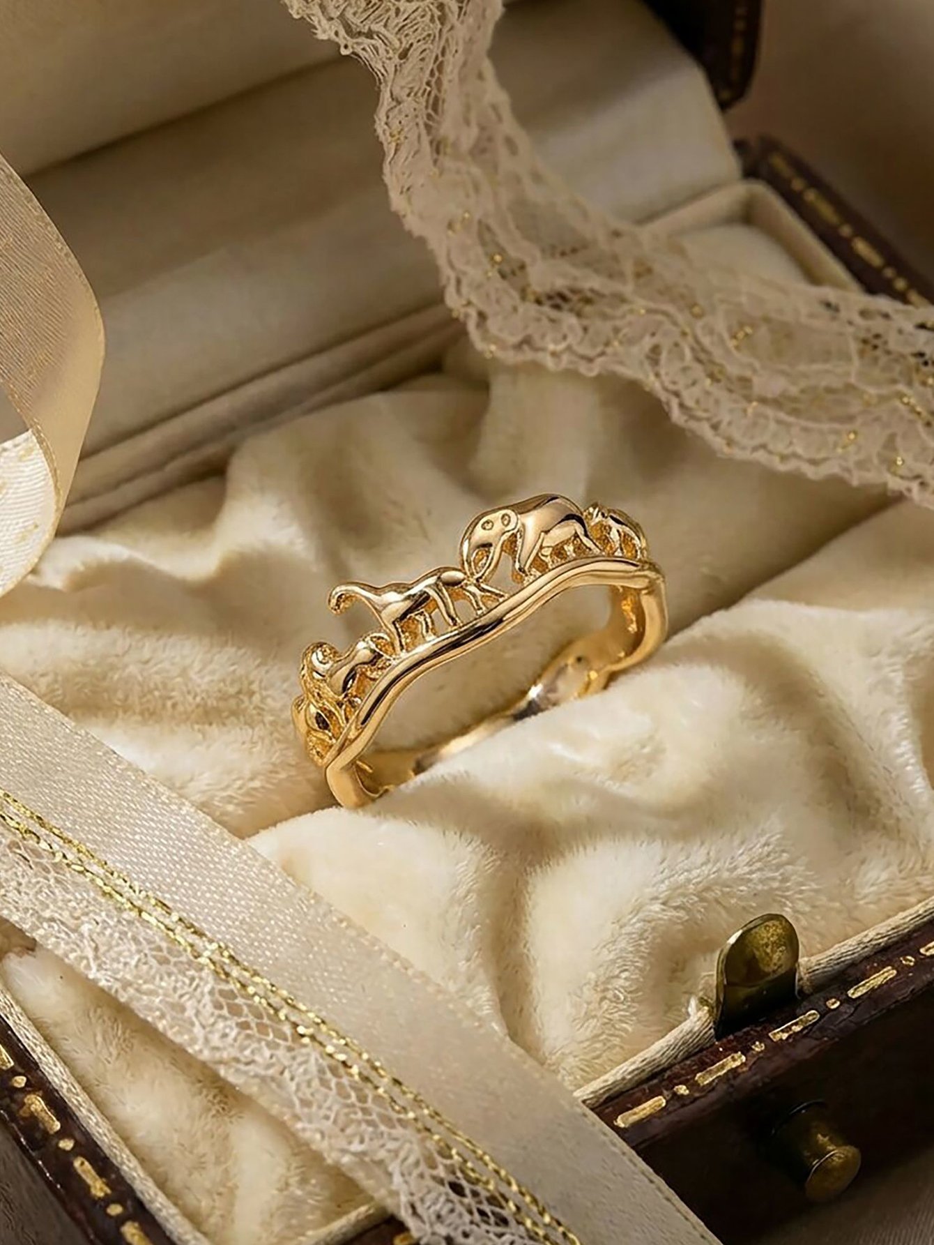 Golden Safari Animals Ring for Women.