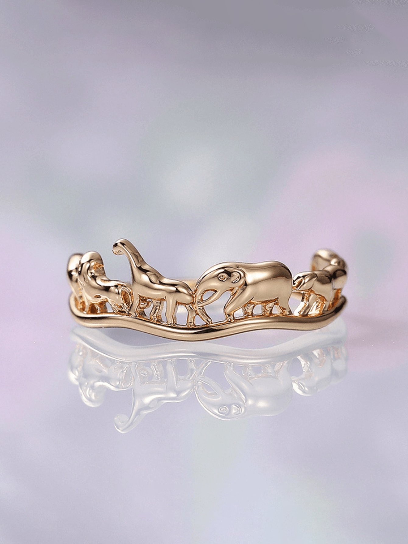 Golden Safari Animals Ring for Women.