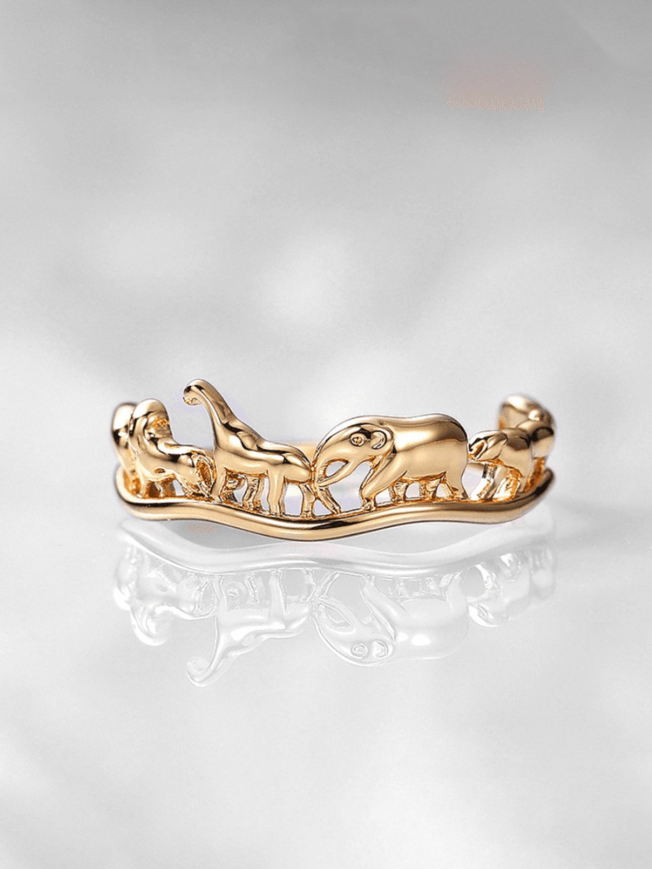 Golden Safari Animals Ring for Women.