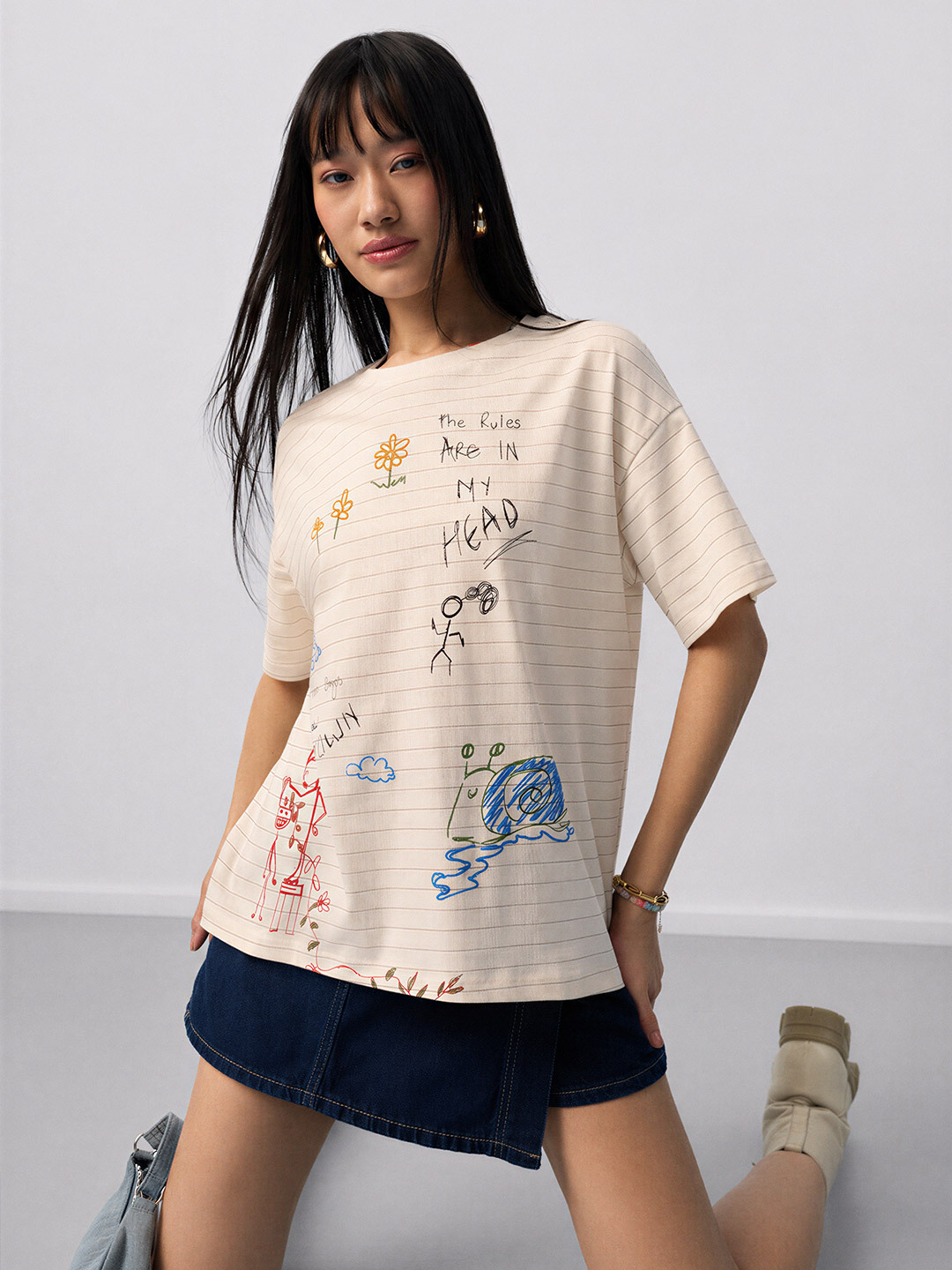 Off-White Graphic Print Oversized T-Shirt