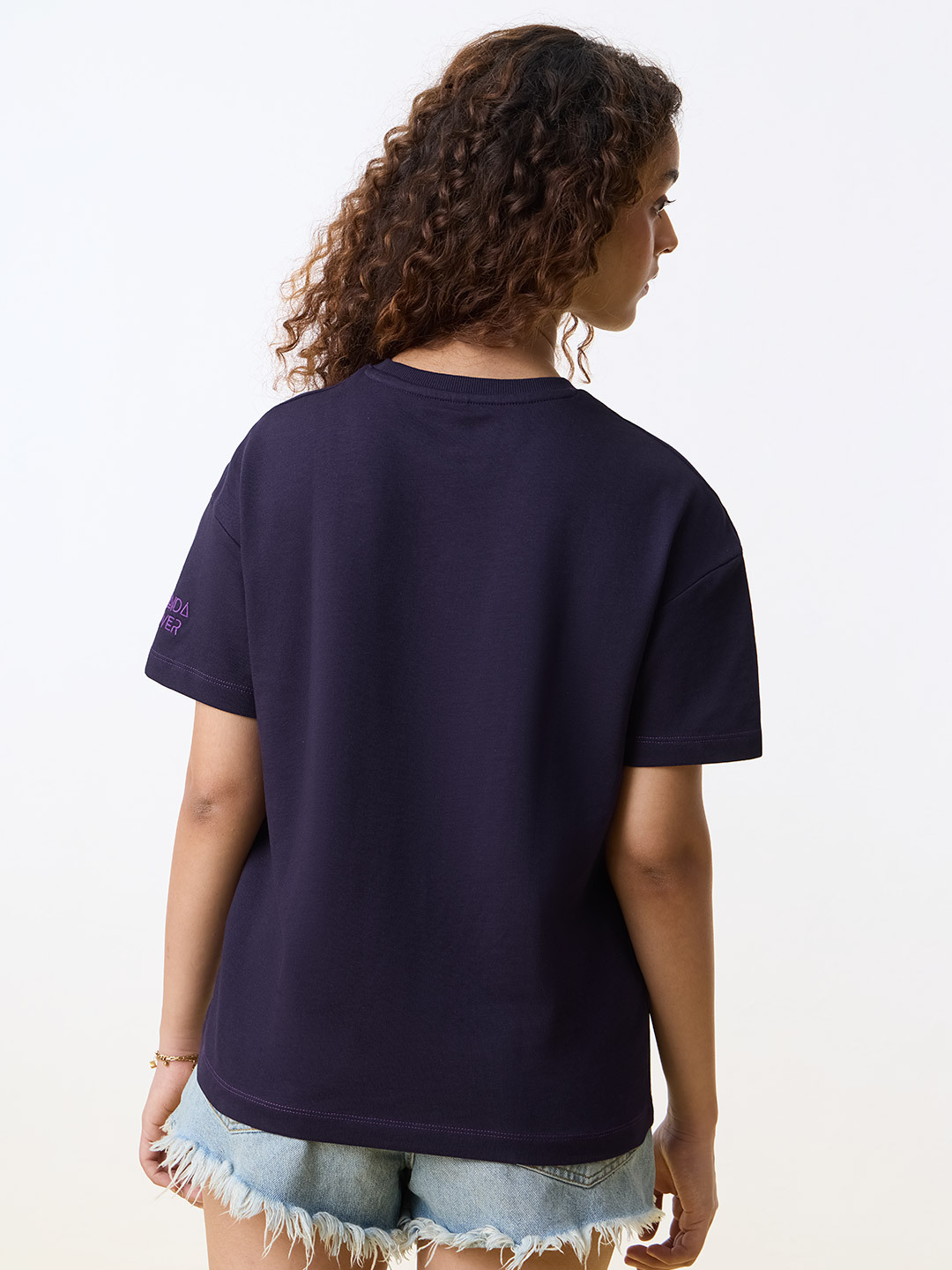 Purple Black Panther Oversized T-Shirt with Short Sleeve and Round Neck