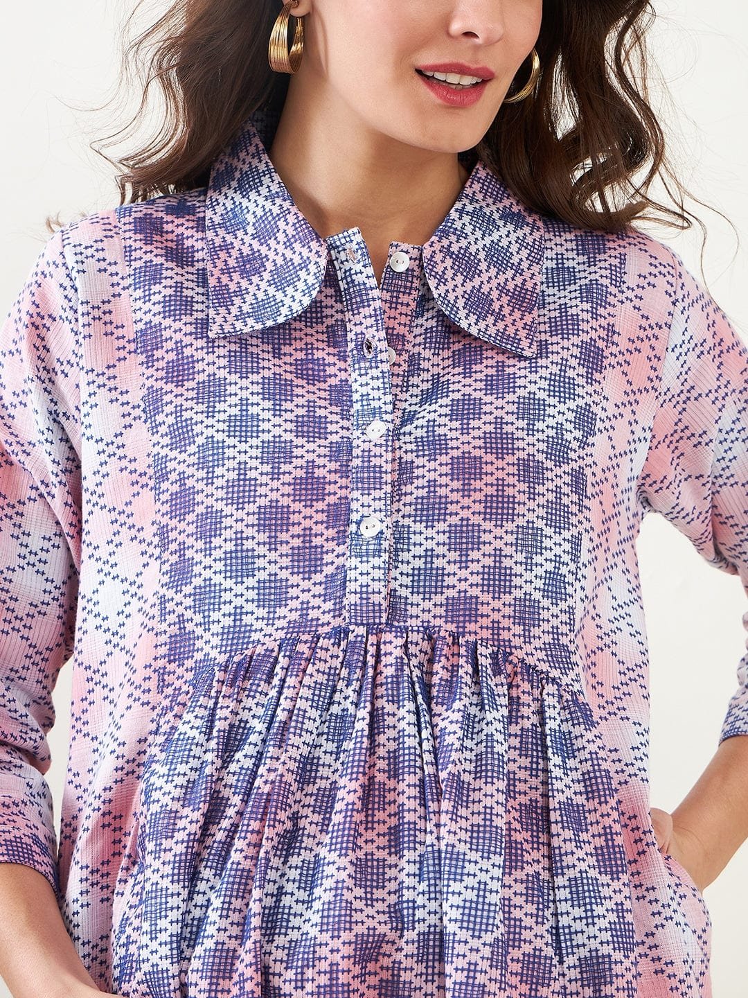 Multi-Color Graphic Print Maternity Midi Skater Dress
