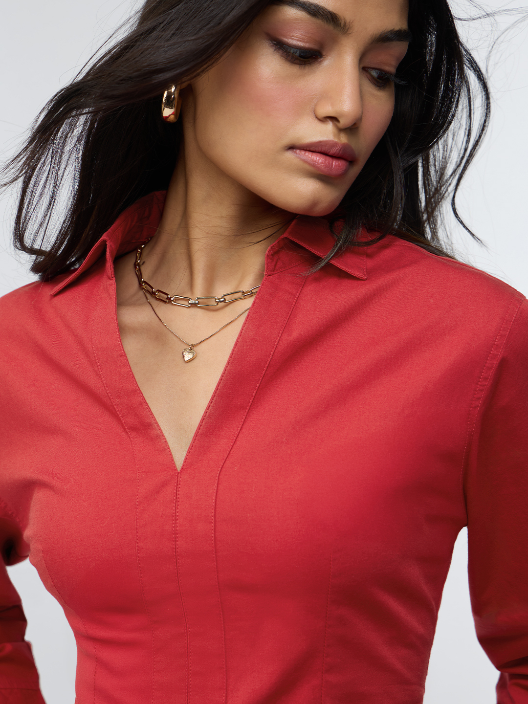 Red Long Sleeve Regular Fit Shirt