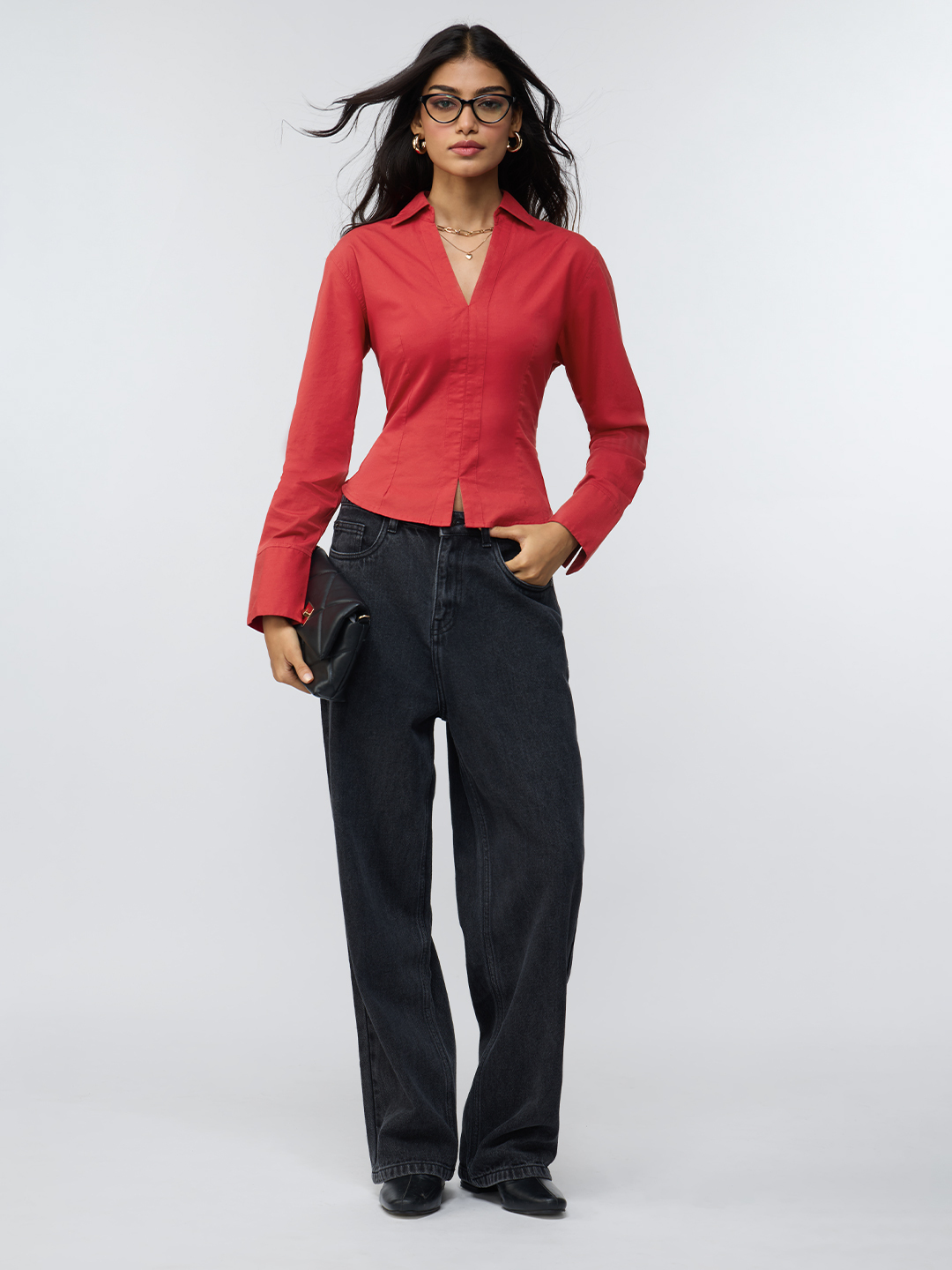 Red Long Sleeve Regular Fit Shirt