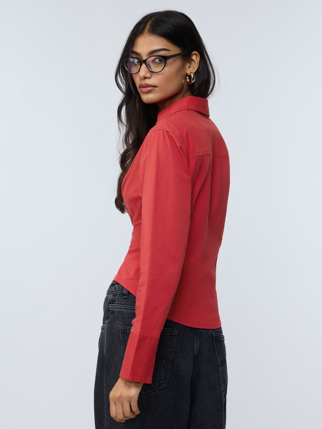 Red Long Sleeve Regular Fit Shirt