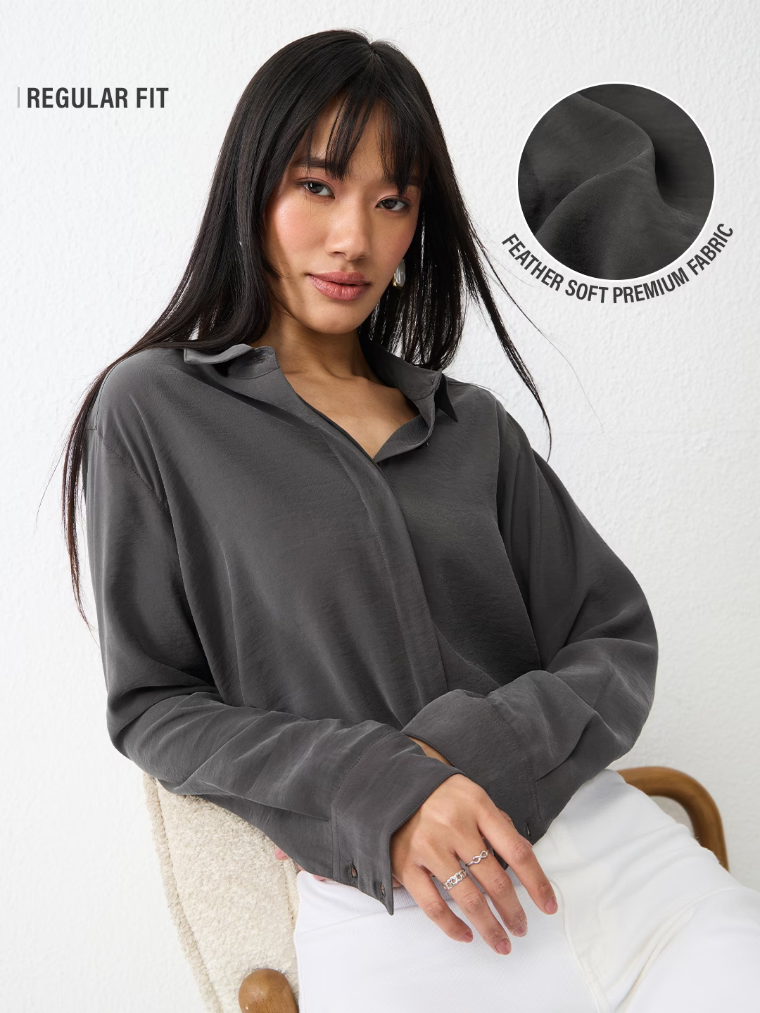 Charcoal Long Sleeve Regular Fit Shirt