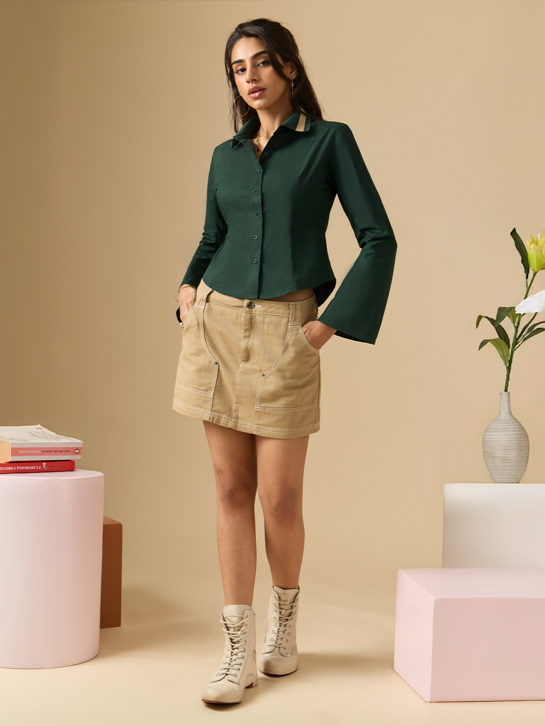 Emerald Chic Long Sleeve Slim Fit Shirt