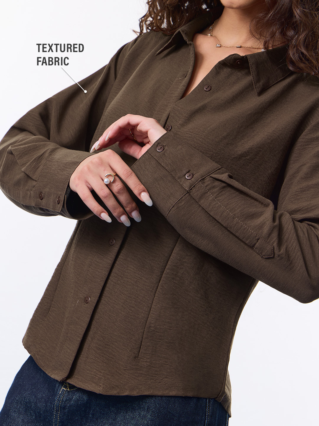 Coffee Brown Long Sleeve Slim Fit Shirt