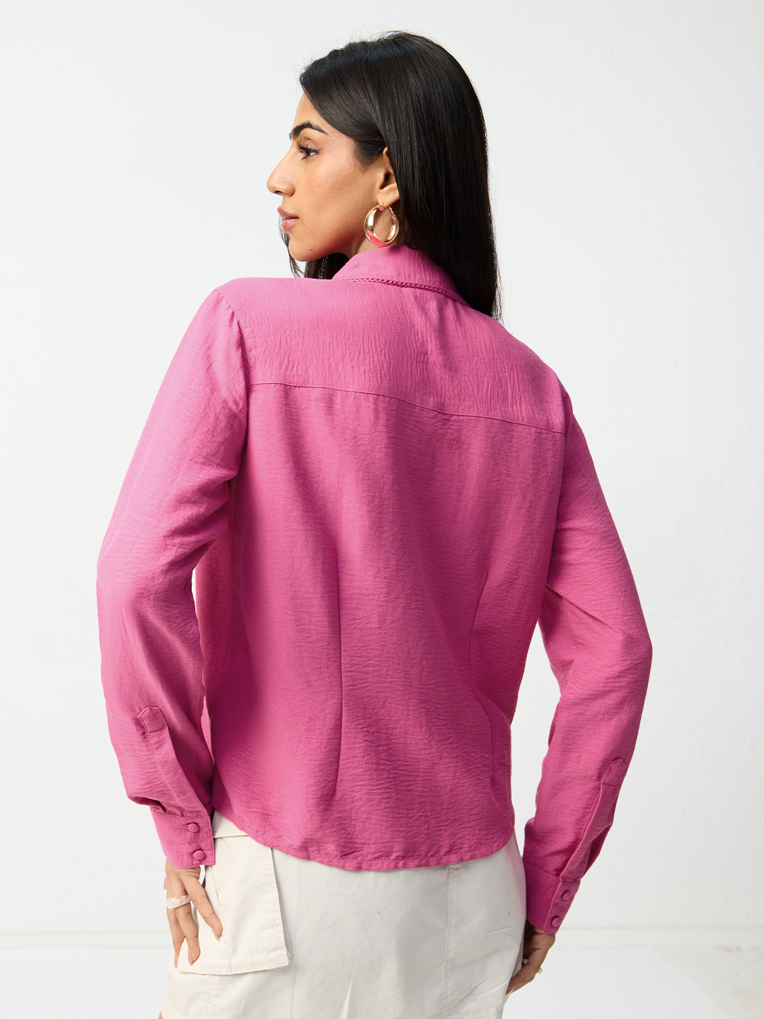 Pink Regular Fit Textured Shirt