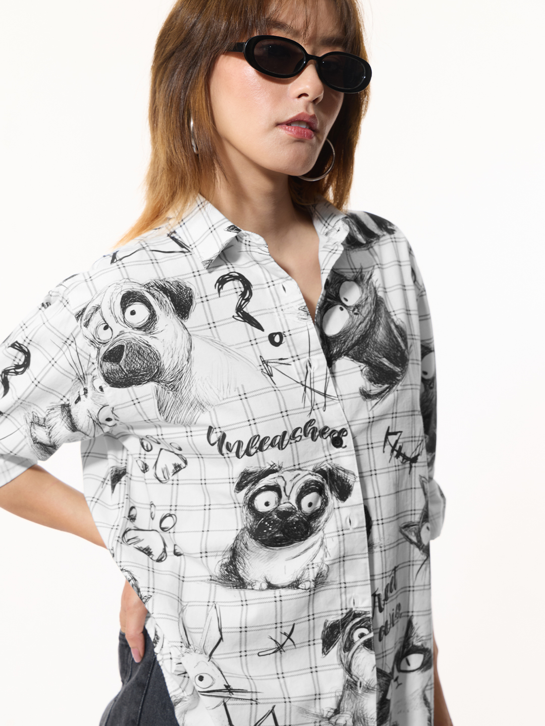 White Long Sleeve Regular Fit Graphic Shirt