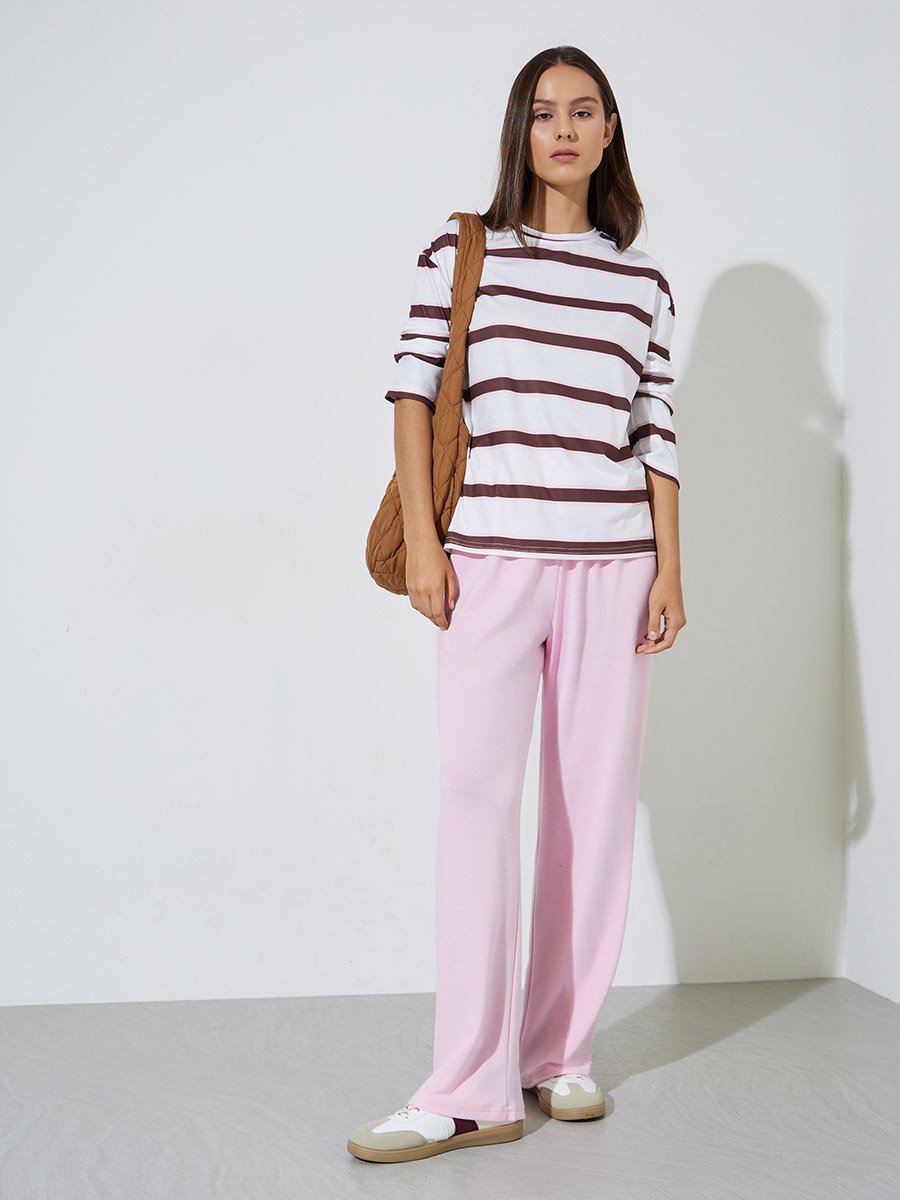 Multi-Color Striped Long Sleeves Oversized T-Shirt