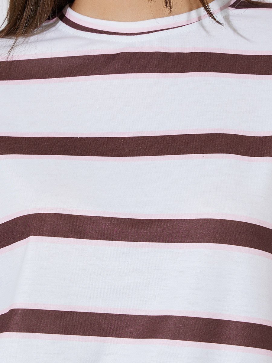 Multi-Color Striped Long Sleeves Oversized T-Shirt