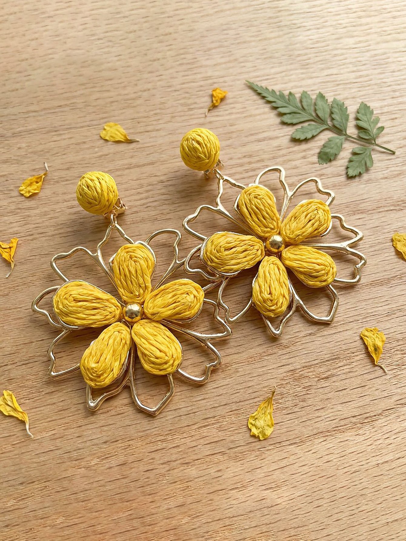 Golden Floral Drop Earrings for Casual Wear