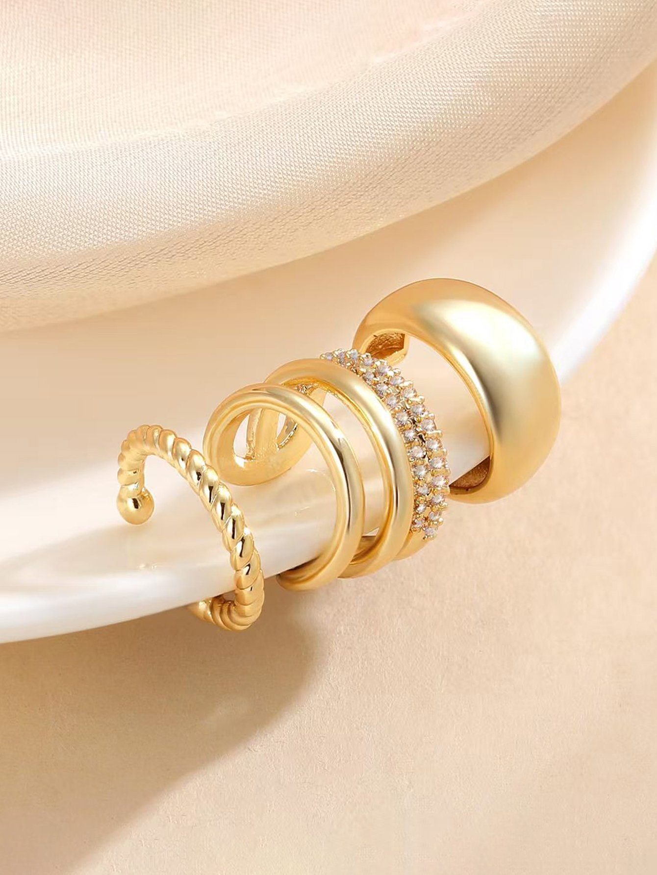 Gold Plated Ear Cuffs Set for Women - Casual and  Ear Jewelry