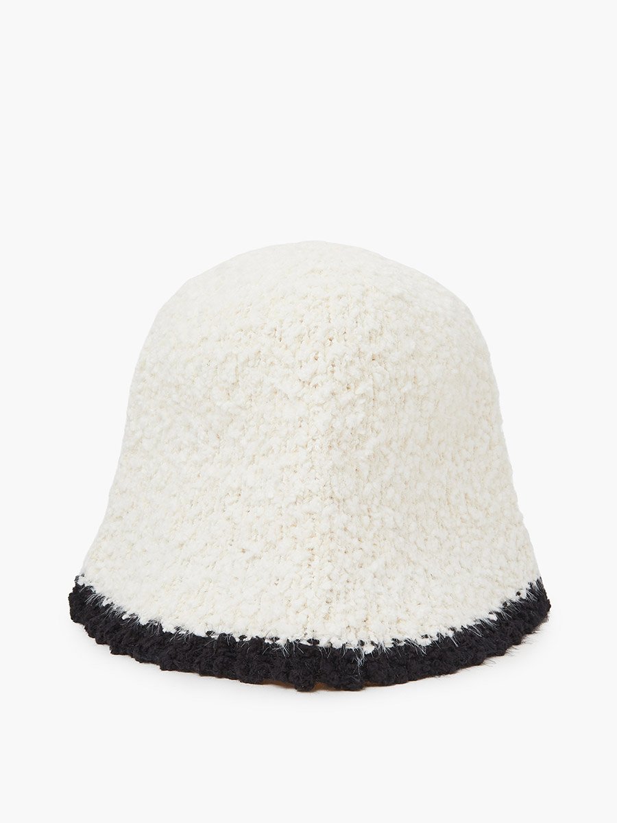 Off-White Contrast Trim Textured Bucket Hat
