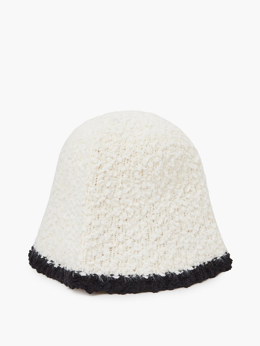 Off-White Contrast Trim Textured Bucket Hat