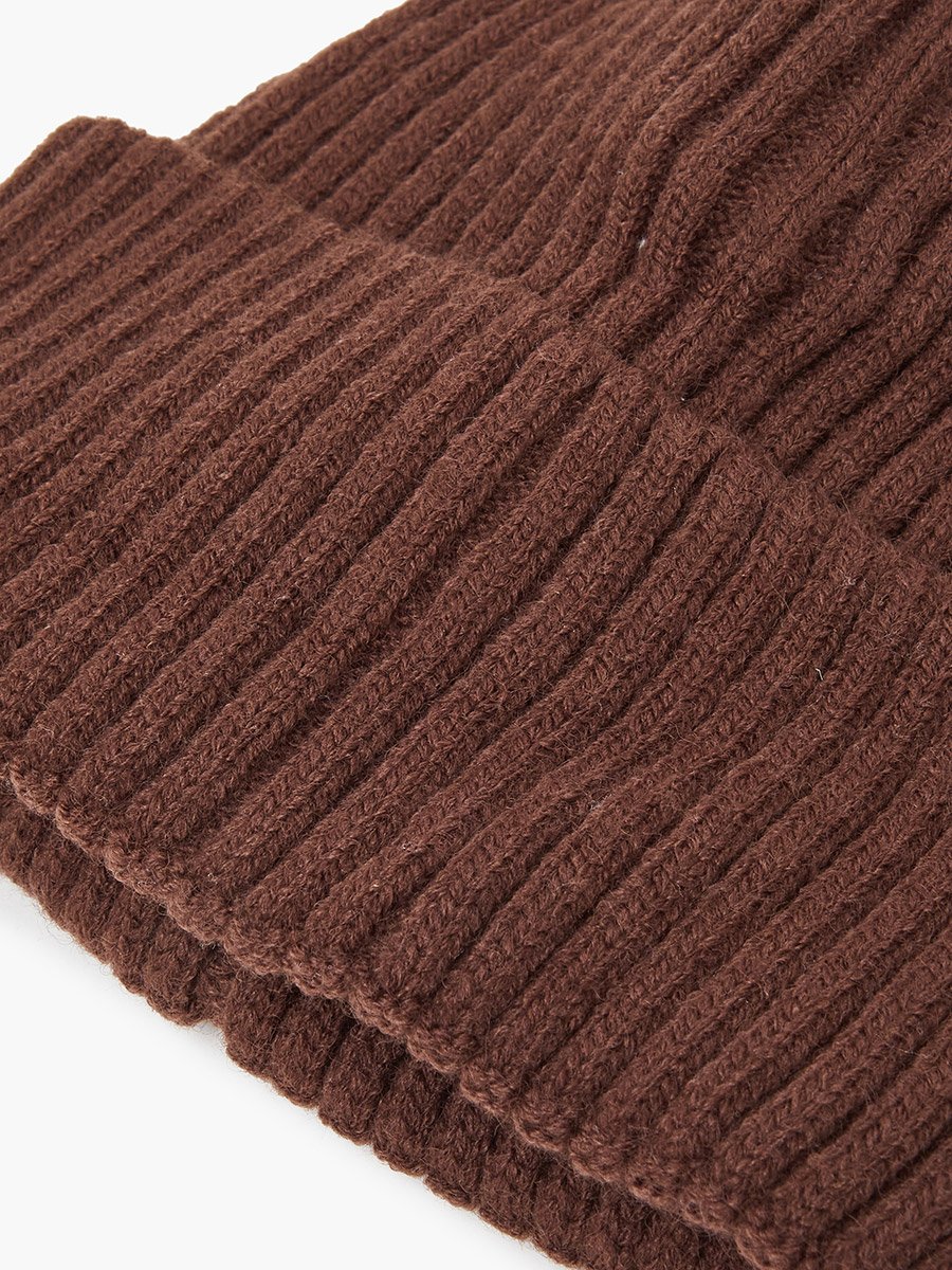 Brown Ribbed Knit Beanie