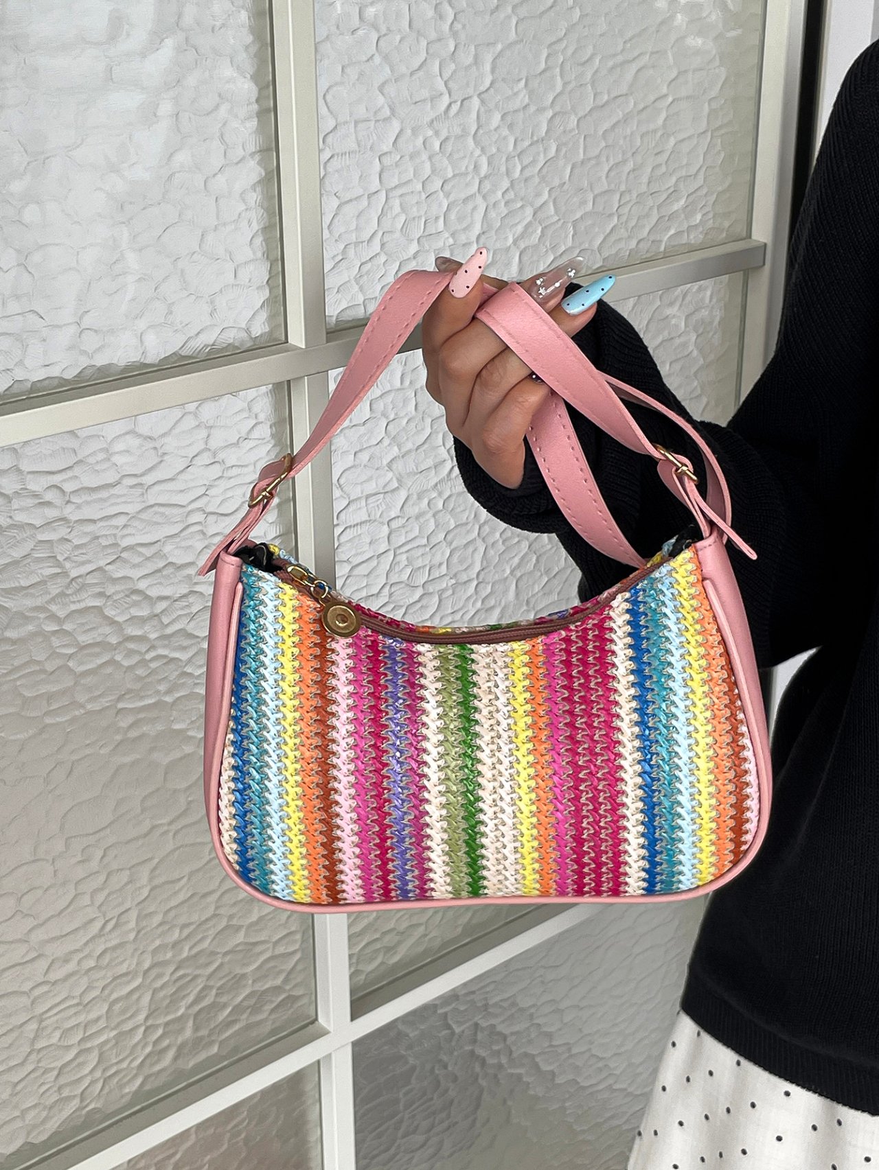 Multi-Color Woven Hobo Bag