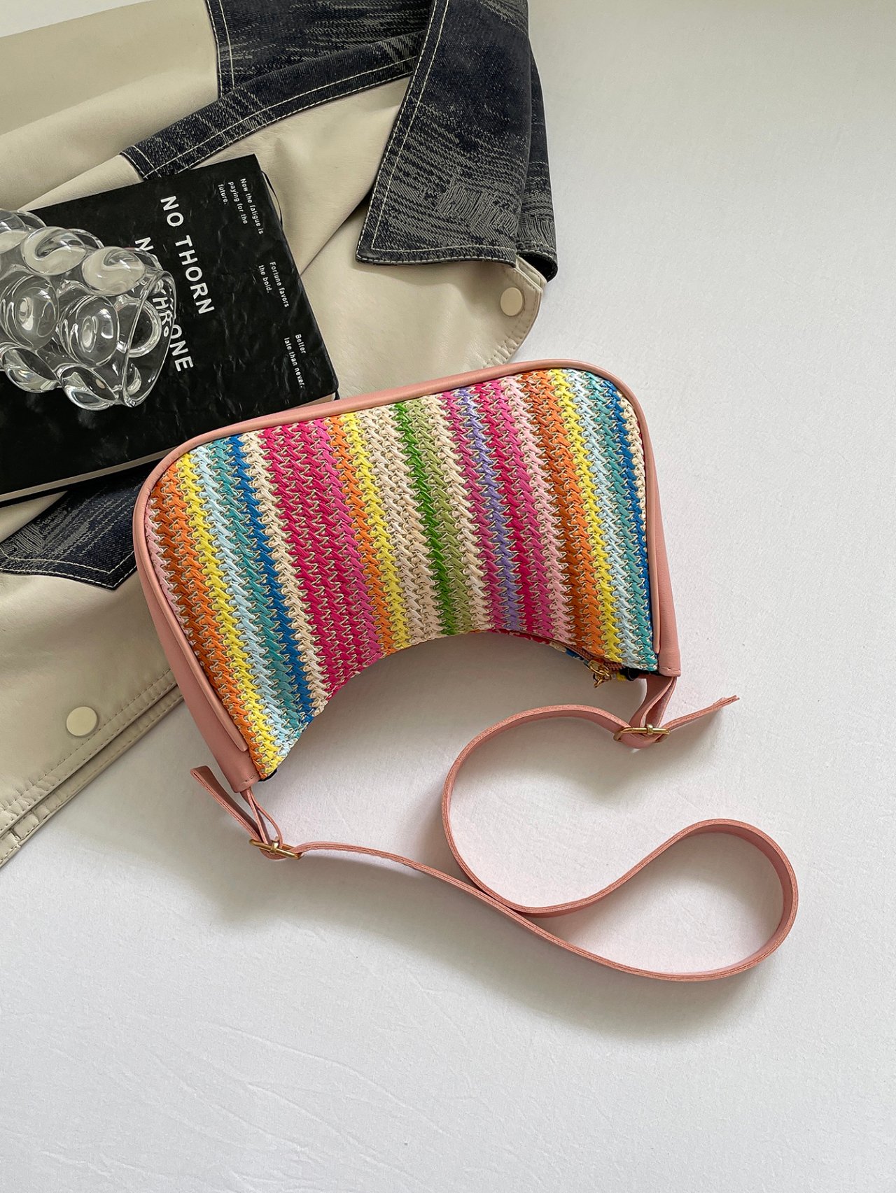 Multi-Color Woven Hobo Bag