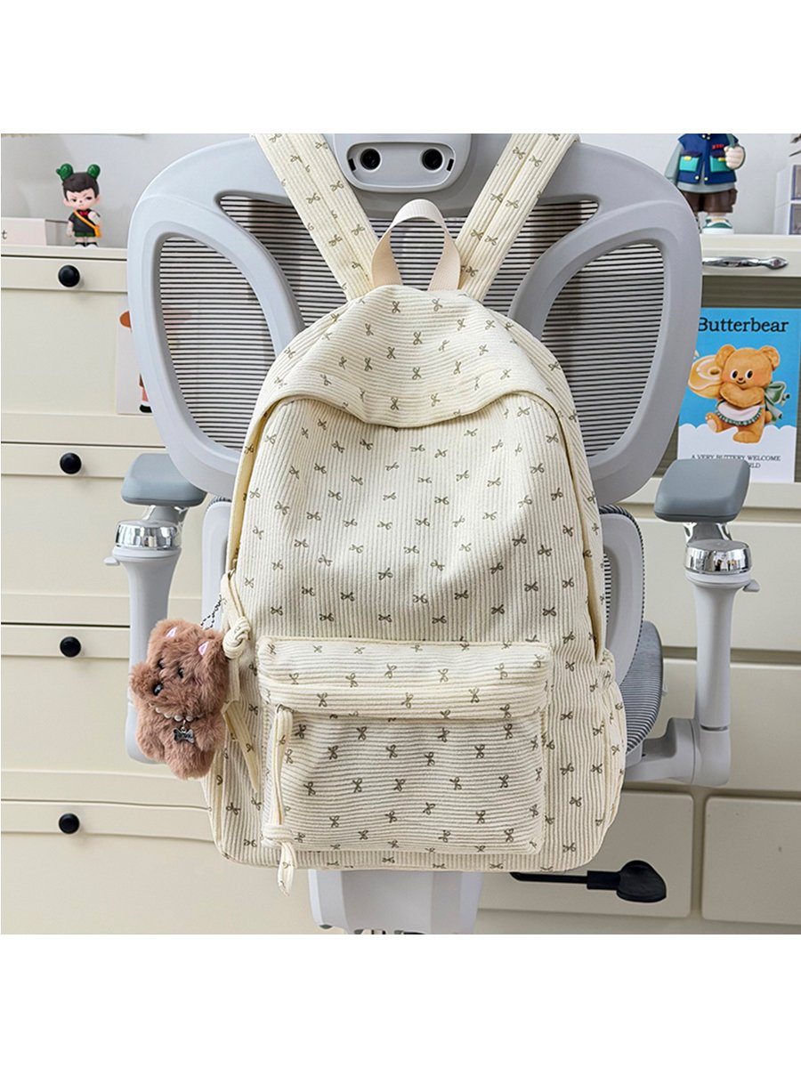 Mini Bow Print Corduroy Backpack