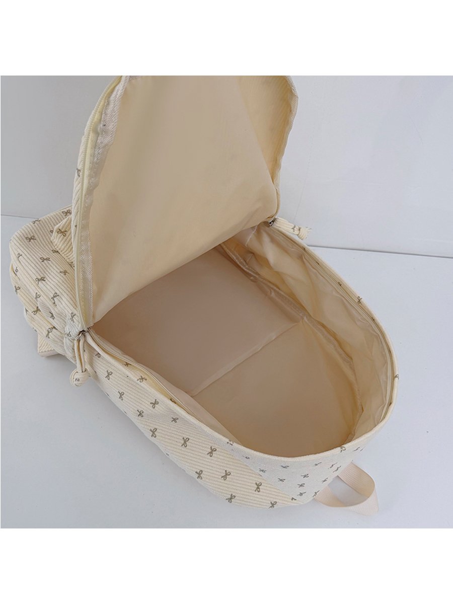 Mini Bow Print Corduroy Backpack