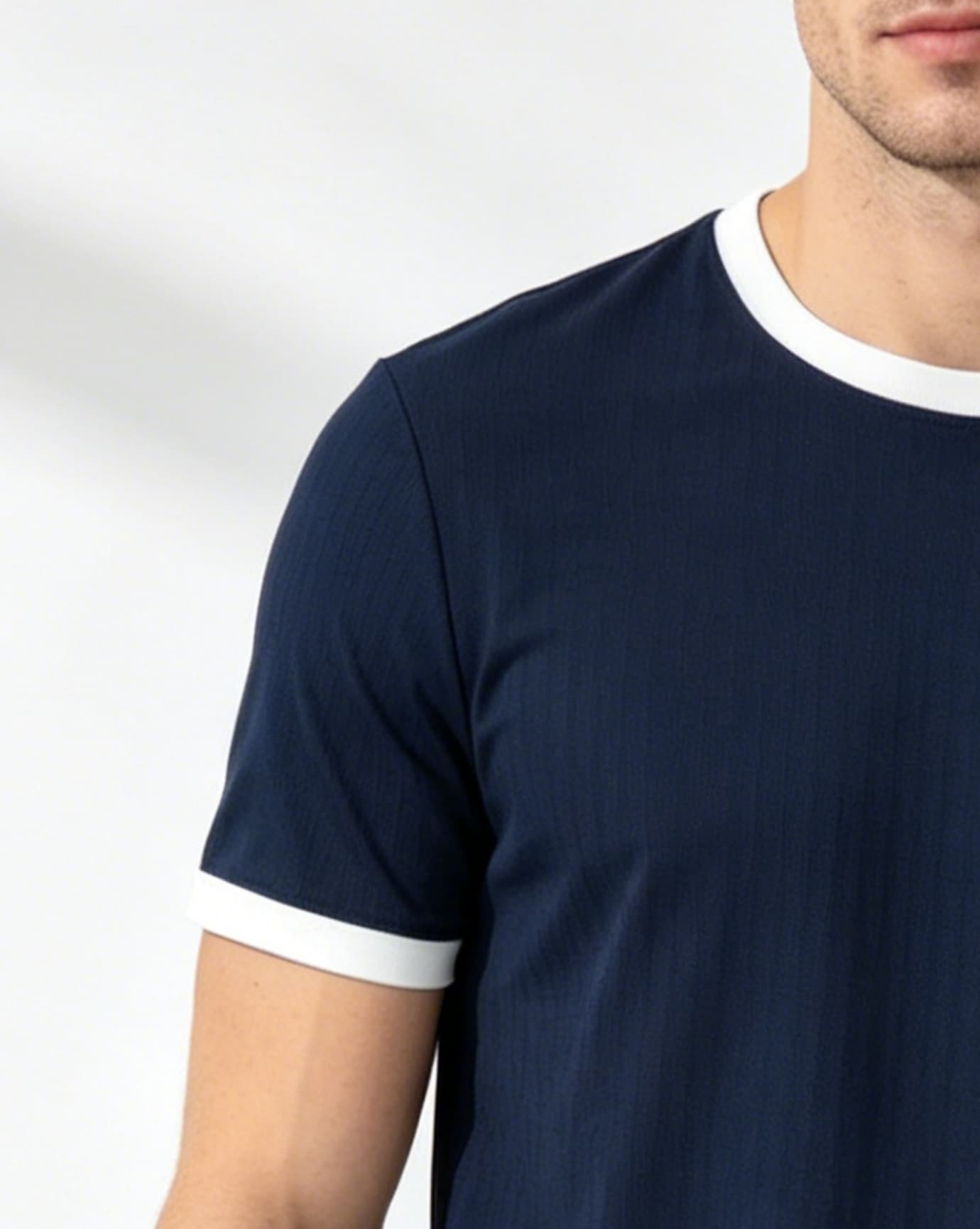 Men Ribbed Co-ord Set with T-Shirt and Trousers