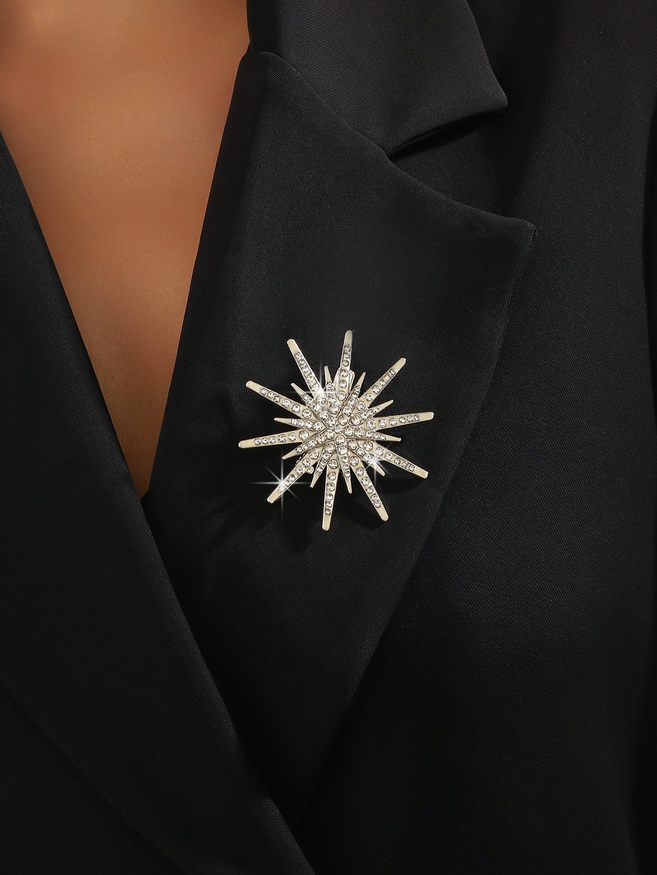 Sparkling Starburst Crystal Brooch for Women